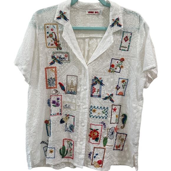 Johnny Was Cooper Embroidered Button Up Blouse - Picture 8 of 8